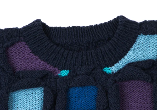 Unbranded Wool Multicolor Panel Knit Sweater K-165376_004