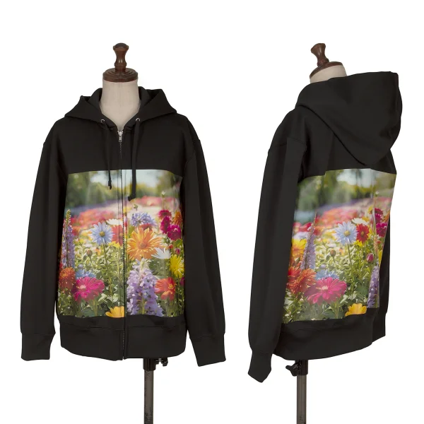 COMME des GARCONS Floral Printed Zip Hoodie Black,Multi-Color S K-165379_001