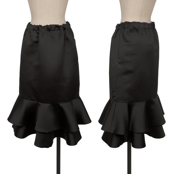 COMME des GARCONS Satin Hem Frill Layered Skirt Black XS K-165382_001