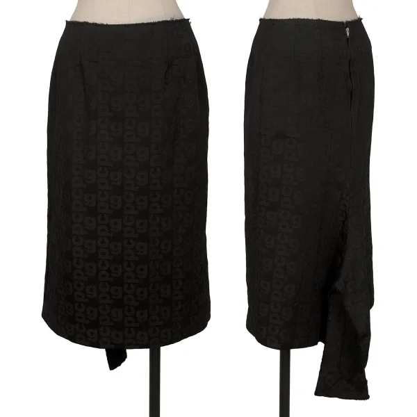 COMME des GARCONS Logo Jacquard Long Tail Skirt Black XS K-165383_001