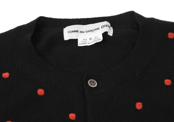 COMME des GARCONS GIRL Wool Dot Embroidered Knit Cardigan K-165386_005