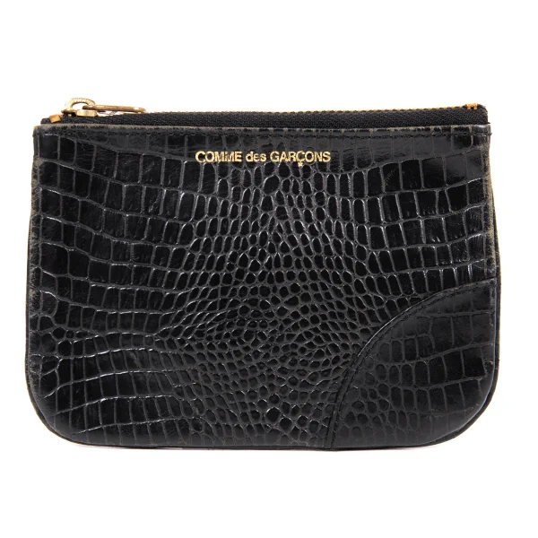 COMME des GARCONS Embossed Zip Coin Case Black  K-165390_001
