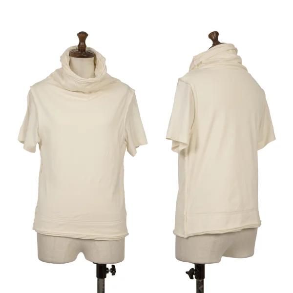 COMME des GARCONS Layered Design High-neck T-shirt Ivory S-M K-165393_001