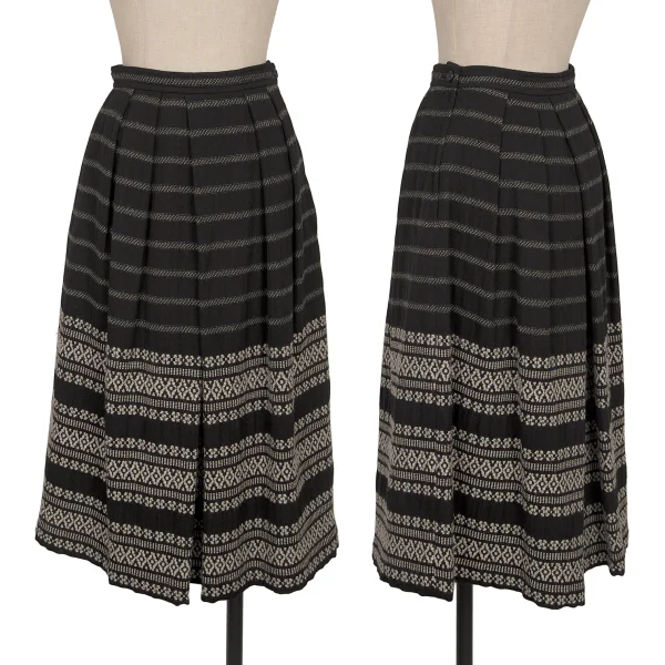 COMME des GARCONS Fair Isle Woven Pleats Skirt Black,White S K-165394_001