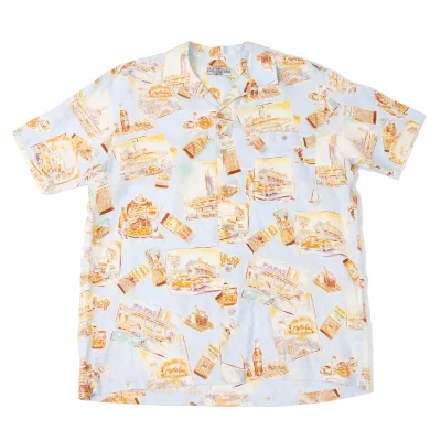 Papas Patterned Open Collar Short Sleeve Shirt