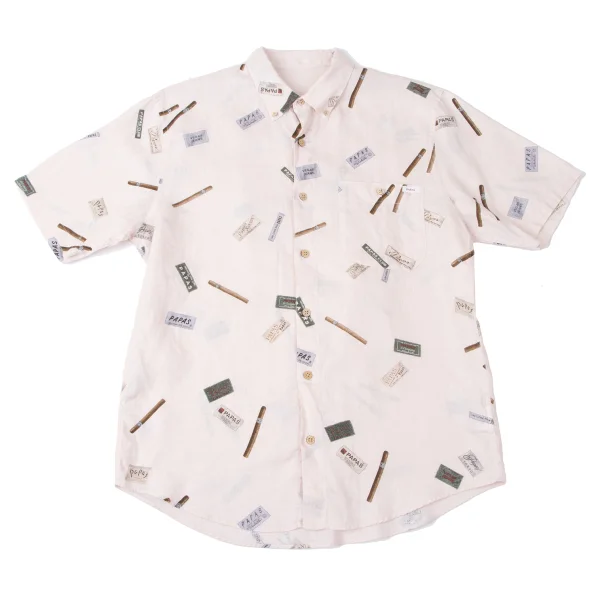 Papas Patterned Button-down Short Sleeve Shirt Pink,Multi-Color 46S K-165407_001