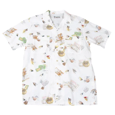 Papas Patterned Open Collar Short Sleeve Shirt