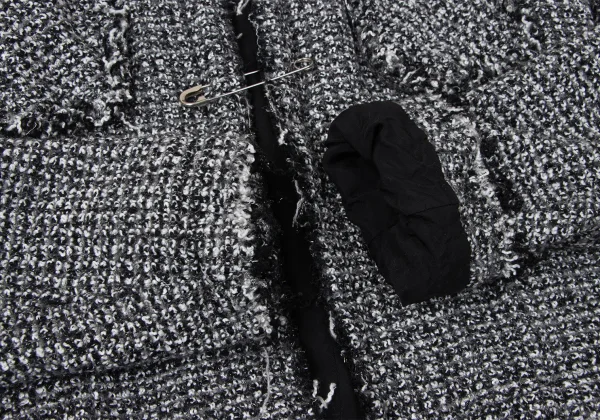 ジュンヤワタナベ コムデギャルソンJUNYA WATANABE COMME des GARCONS 縮絨ノーカラーツィードジャケット グレーXS K-165411_007