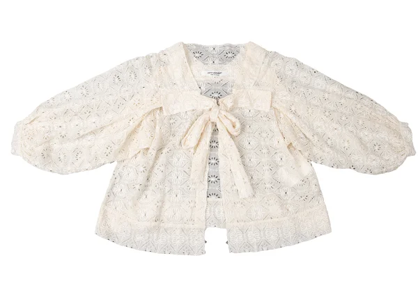 JUNYA WATANABE COMME des GARCONS Ribbon Front Lace Cardigan K-165414_002