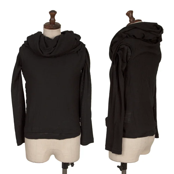 ジュンヤワタナベ コムデギャルソンJUNYA WATANABE COMME des GARCONS ウールレイヤードレープネックニットソー 黒M位