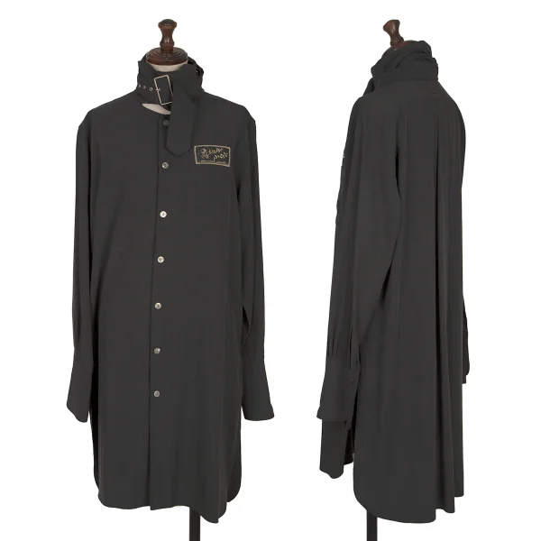 ジャンポールゴルチエ ファムJean Paul GAULTIER FEMME ロゴパッチベルトネックデザインロングシャツ チャコール40
