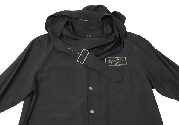 Jean Paul GAULTIER FEMME Logo Patch Belt Neck Design Long Shirt K-165425_003