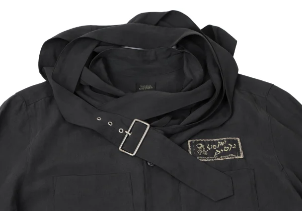 Jean Paul GAULTIER FEMME Logo Patch Belt Neck Design Long Shirt K-165425_004
