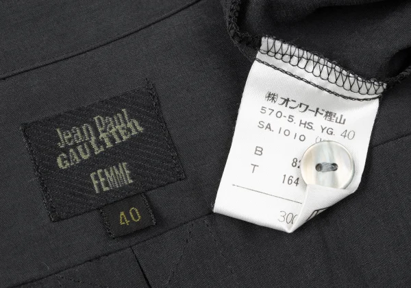 Jean Paul GAULTIER FEMME Logo Patch Belt Neck Design Long Shirt K-165425_018