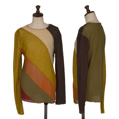 Jean Paul GAULTIER MAILLE Floral Lace Diagonal Switching Mesh T-shirt