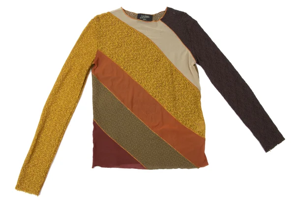 Jean Paul GAULTIER MAILLE Floral Lace Diagonal Switching Mesh T-shirt K-165427_002