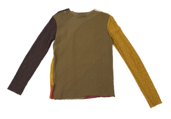 Jean Paul GAULTIER MAILLE Floral Lace Diagonal Switching Mesh T-shirt K-165427_011