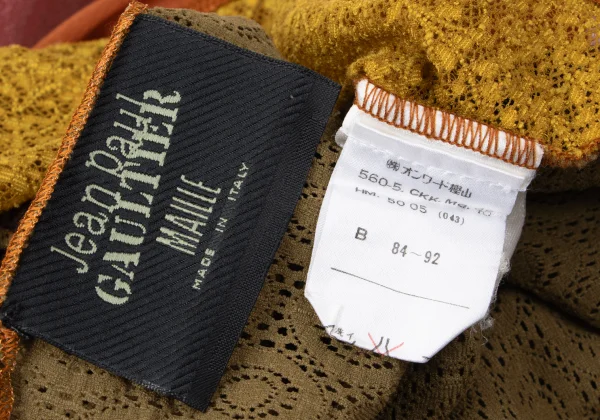 Jean Paul GAULTIER MAILLE Floral Lace Diagonal Switching Mesh T-shirt K-165427_015