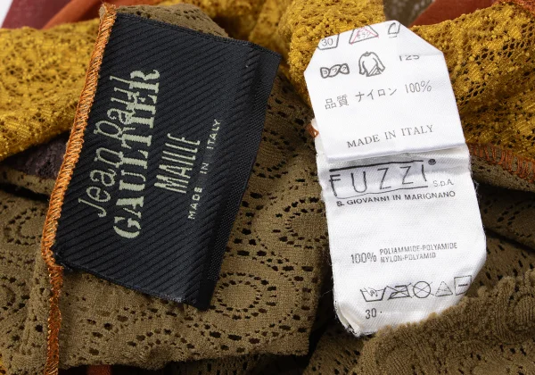 Jean Paul GAULTIER MAILLE Floral Lace Diagonal Switching Mesh T-shirt K-165427_016