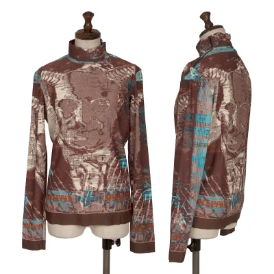 Jean Paul GAULTIER MAILLE Face Printed High Neck Stretch Mesh T-shirt