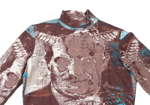 Jean Paul GAULTIER MAILLE Face Printed High Neck Stretch Mesh T-shirt K-165428_003