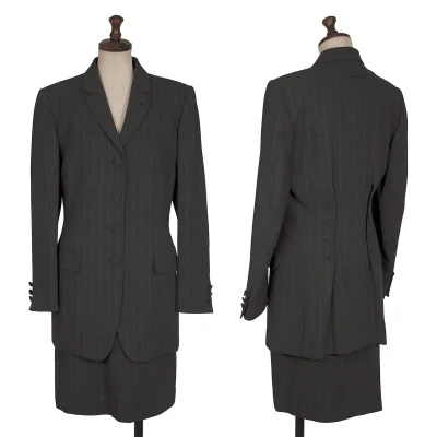 Jean Paul GAULTIER CLASSIQUE Back Button Design Stripe Jacket & Skirt