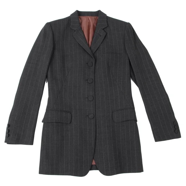 Jean Paul GAULTIER CLASSIQUE Back Button Design Stripe Jacket & Skirt K-165431_003