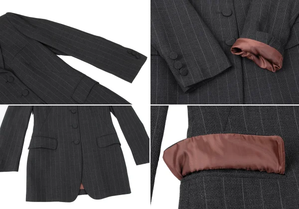 Jean Paul GAULTIER CLASSIQUE Back Button Design Stripe Jacket & Skirt K-165431_006