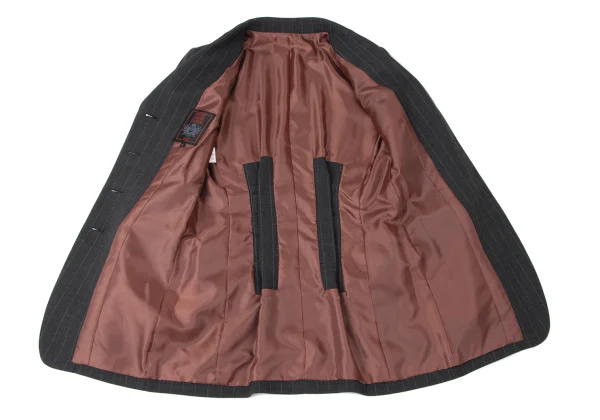 Jean Paul GAULTIER CLASSIQUE Back Button Design Stripe Jacket & Skirt K-165431_007