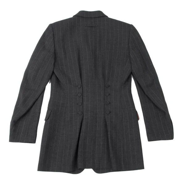 Jean Paul GAULTIER CLASSIQUE Back Button Design Stripe Jacket & Skirt K-165431_008