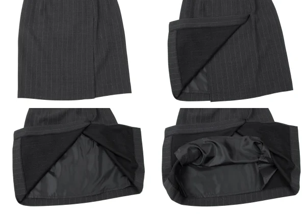 Jean Paul GAULTIER CLASSIQUE Back Button Design Stripe Jacket & Skirt K-165431_018