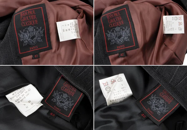 Jean Paul GAULTIER CLASSIQUE Back Button Design Stripe Jacket & Skirt K-165431_020