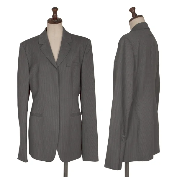 Jean Paul GAULTIER CLASSIQUE Wool Pinstripe Snap Button Jacket Grey 42 K-165432_001