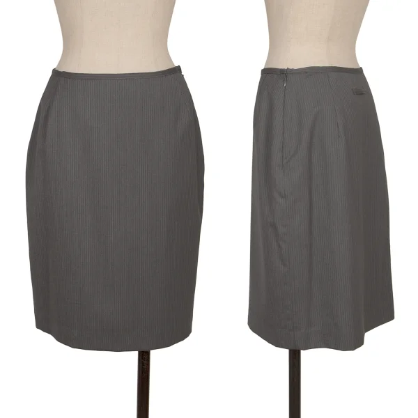 Jean Paul GAULTIER CLASSIQUE Wool Pinstripe Skirt Grey 40 K-165433_001