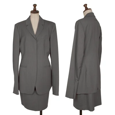 Jean Paul GAULTIER CLASSIQUE Wool Pinstripe Snap Button Jacket & Skirt