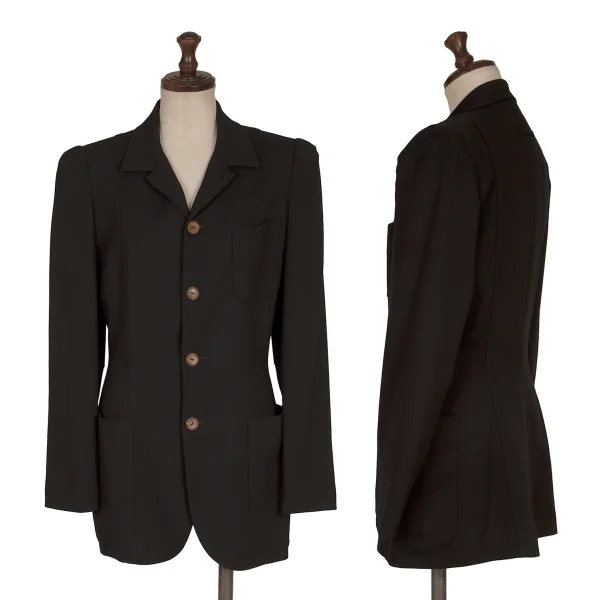 Jean Paul GAULTIER CLASSIQUE Wool Power Shoulder Jacket Black 40 K-165435_001