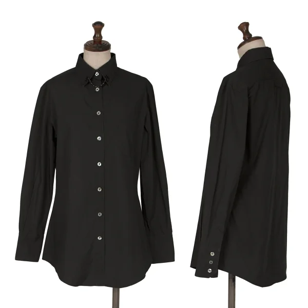 Jean Paul GAULTIER CLASSIQUE Cross Chain Embellished Collar Long Sleeve Shirt Black 40 K-165436_001