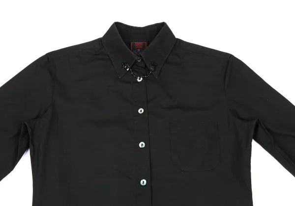 Jean Paul GAULTIER CLASSIQUE Cross Chain Embellished Collar Long Sleeve Shirt K-165436_003
