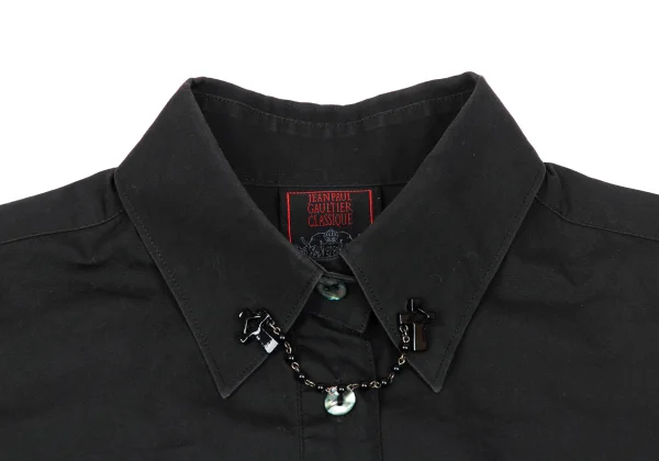 Jean Paul GAULTIER CLASSIQUE Cross Chain Embellished Collar Long Sleeve Shirt K-165436_004