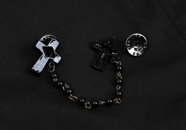 Jean Paul GAULTIER CLASSIQUE Cross Chain Embellished Collar Long Sleeve Shirt K-165436_008