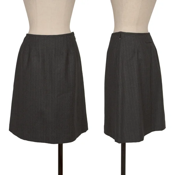 Jean Paul GAULTIER CLASSIQUE Brushed Wool Striped Skirt Grey 40 K-165438_001
