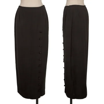 Jean Paul GAULTIER CLASSIQUE Rayon Wool Button Slit Long Skirt