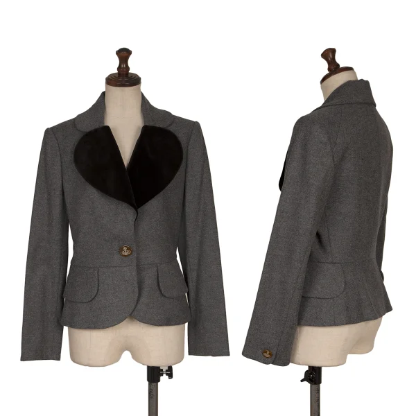Vivienne Westwood Red Label Velour Collar Wool Love Jacket  Grey 2 K-165450_001