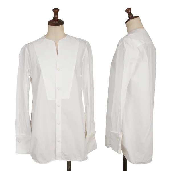 TAKESHI KOSAKA by Y's Pink Label Collarless Cotton Cuffs Shirt White 1 K-165455_001