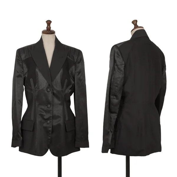 Jean Paul GAULTIER FEMME Inside Out Stitch Wool Jacket Black 40 K-165466_001