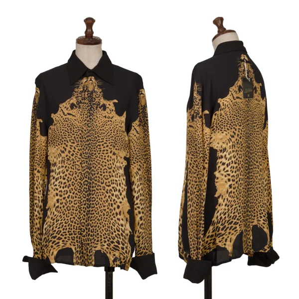 Jean Paul GAULTIER FEMME Leopard Printed Rayon Shirt Black,Yellow 40 K-165467_001