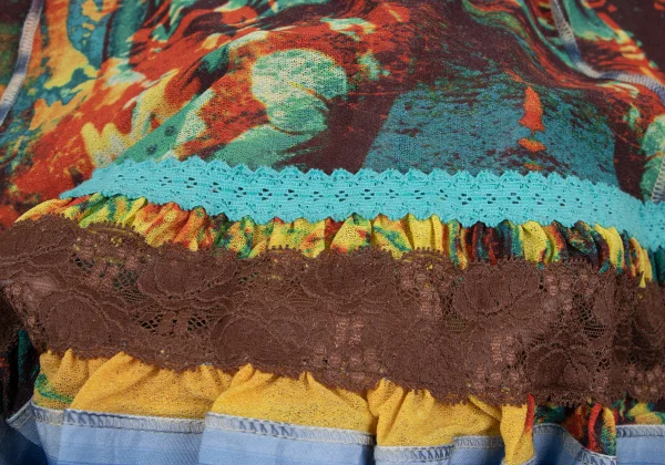 Jean Paul GAULTIER FEMME Psychedelic Printed Hem Lace Skirt K-165468_011