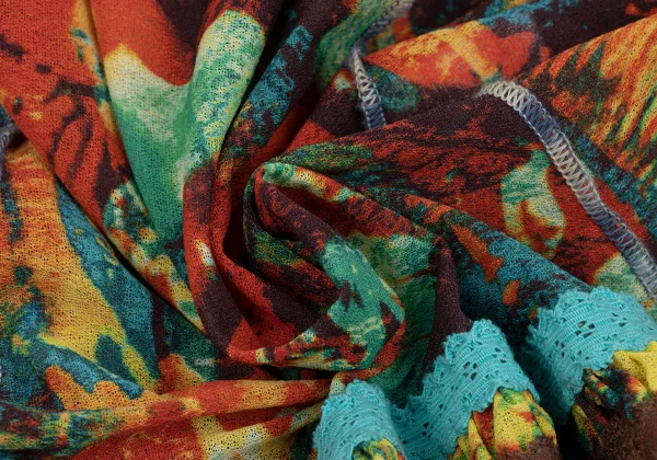 Jean Paul GAULTIER FEMME Psychedelic Printed Hem Lace Skirt K-165468_012