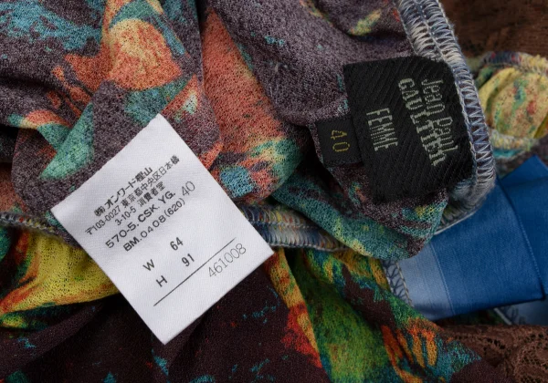 Jean Paul GAULTIER FEMME Psychedelic Printed Hem Lace Skirt K-165468_013