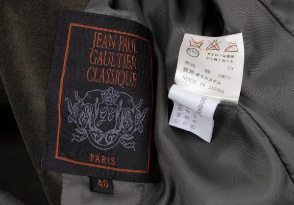 Jean Paul GAULTIER CLASSIQUE Decoration Button Velour Coat K-165470_020
